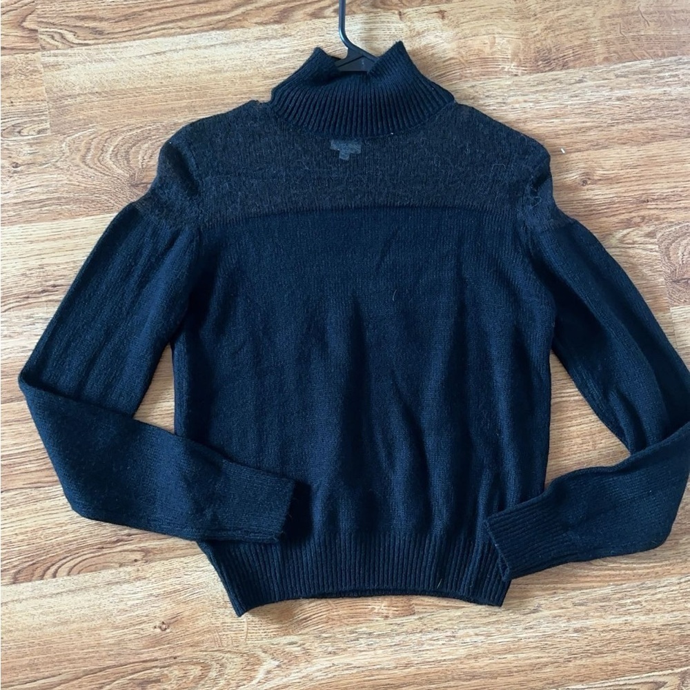 Long Sleeve Turtle Neck Mesh Top